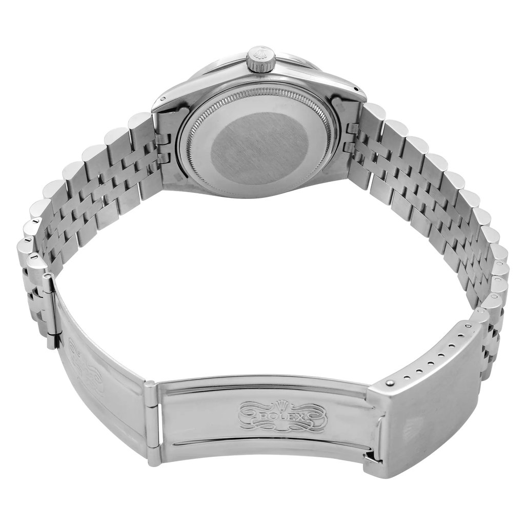 Back View Of Solid Back Case And Open Stainless Steel Band Of Rolex 16014 Watch Pre Owned Condition