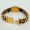 Back View Of Solid Back Case And Open Gold Plated,Leather Band Of Chanel H0001 Watch Pre Owned Condition