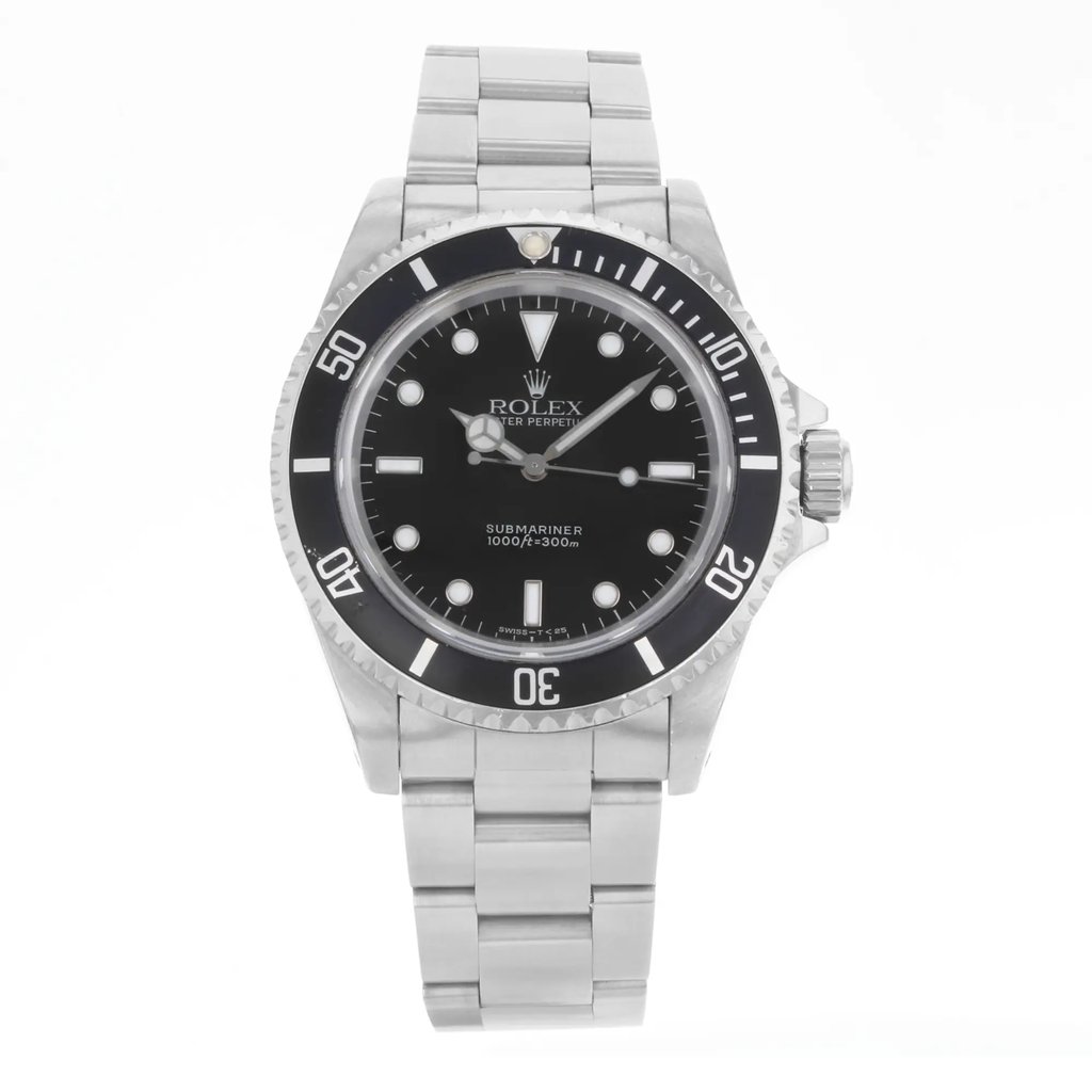Front Full View Of Rolex 14060 Stainless Steel Watch Pre Owned Condition Good