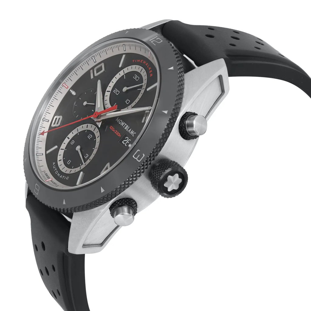 View Of Crown Facing Side Of Montblanc 116096 Stainless Steel Watch New With Defects Condition