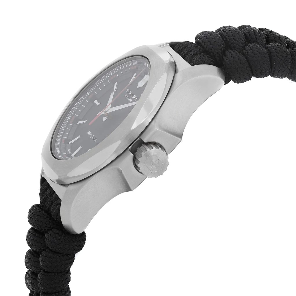 View Of Crown Facing Side Of Victorinox 241726 Stainless Steel Watch Display Model Condition