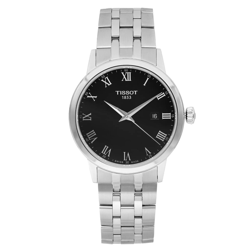Front Full View Of Tissot T129.410.11.053.00 Stainless Steel Watch Display Model Condition Excellent