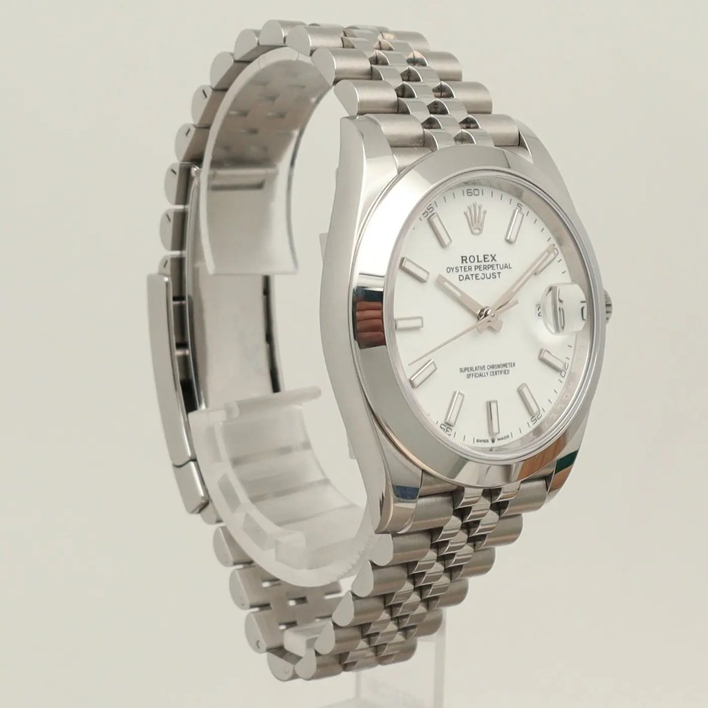 View Of Opposite Crown Facing Side Of Rolex 126300 Stainless Steel Watch Pre Owned Condition