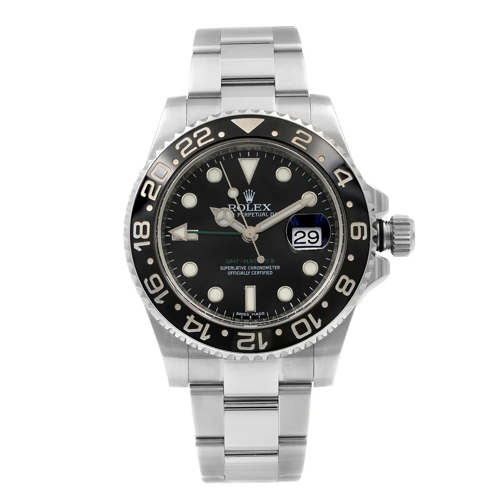 Front Full View Of Rolex 116710LN Stainless Steel Watch Pre Owned Condition {Product Condition}