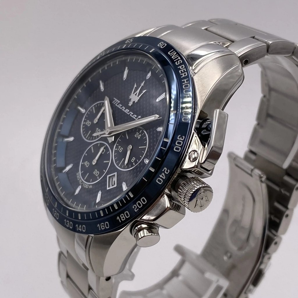 View Of Crown Facing Side Of Maserati R8873612043 Stainless Steel Watch Pre Owned Condition