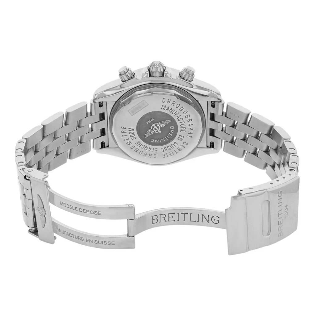 Back View Of {Caseback} Back Case And Open Stainless Steel Band Of Breitling A13356 Watch Pre Owned Condition