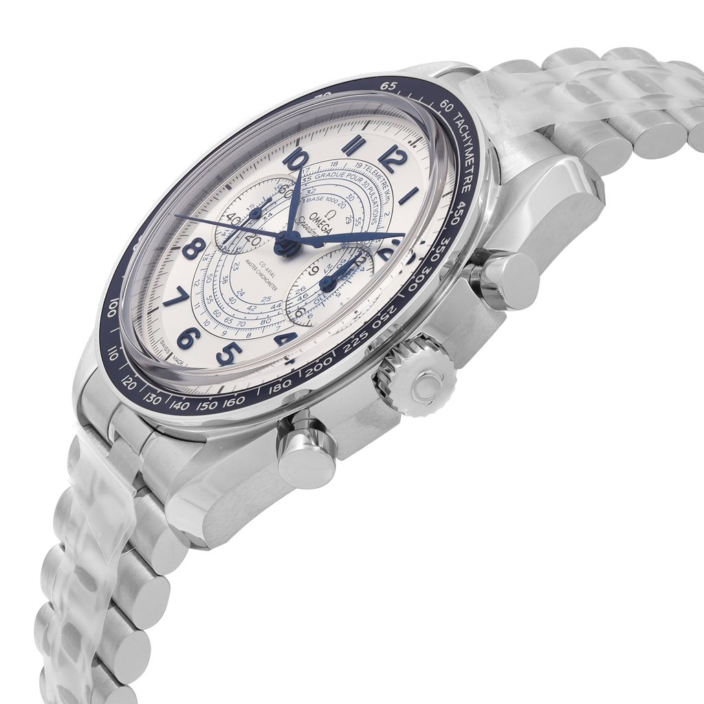 View Of Crown Facing Side Of Omega 329.30.43.51.02.001 Stainless Steel Watch Unworn Condition