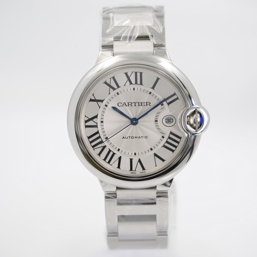 Front Full View Of Cartier W69012Z4 Stainless Steel Watch Pre Owned Condition Excellent