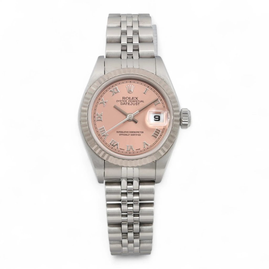 Front Full View Of Rolex 79174 Stainless Steel Watch Pre Owned Condition Good