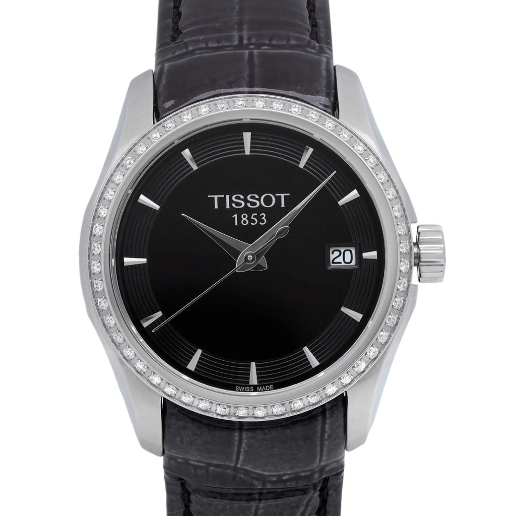 Up Close Front Facing Picture Of Tissot T035.210.66.051.00 Stainless Steel Watch New With Defects Condition
