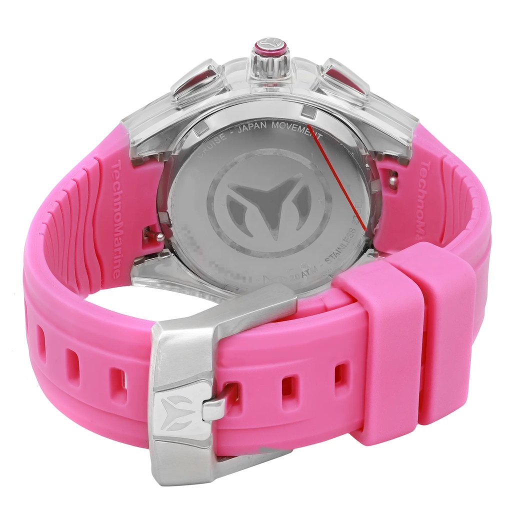 An image of a Wristwatch by TechnoMarine. This New With Defects item is designed for Unisex Adult, featuring a Sport style. It has a Quartz movement and an Analog display with a Gray dial color. The indices include 12-Hour Dial. The band is made of Rubber and the case is made of Stainless Steel. The watch has a Round shape with a case size of 40 mm and a case thickness of 14 mm.