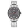 An image of a Wristwatch by Victorinox. This Display Model item is designed for Men, featuring a Casual style. It has a Mechanical (Automatic) movement and an Analog display with a Gray dial color. The indices include 12-Hour Dial,Arabic Numerals,Stick Indexes. The band is made of Stainless Steel and the case is made of Stainless Steel. The watch has a Round shape with a case size of 40 mm and a case thickness of 10 mm.