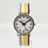 Up Close Front Facing Picture Of Mondaine A660.30360.16SBK Stainless Steel Watch Display Model Condition