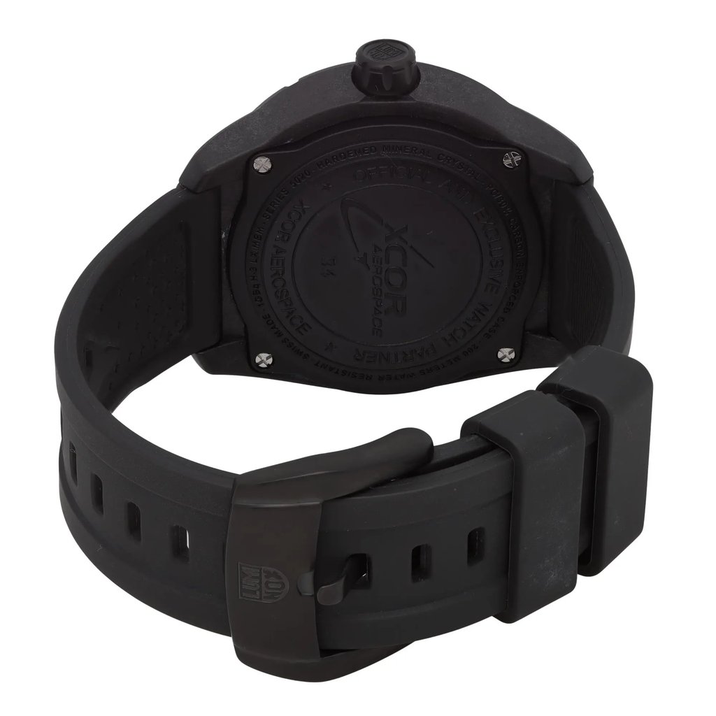 Back View Of Screwback Back Case And Closed Rubber Band Of Luminox XX.5023.XS Watch Unworn Condition
