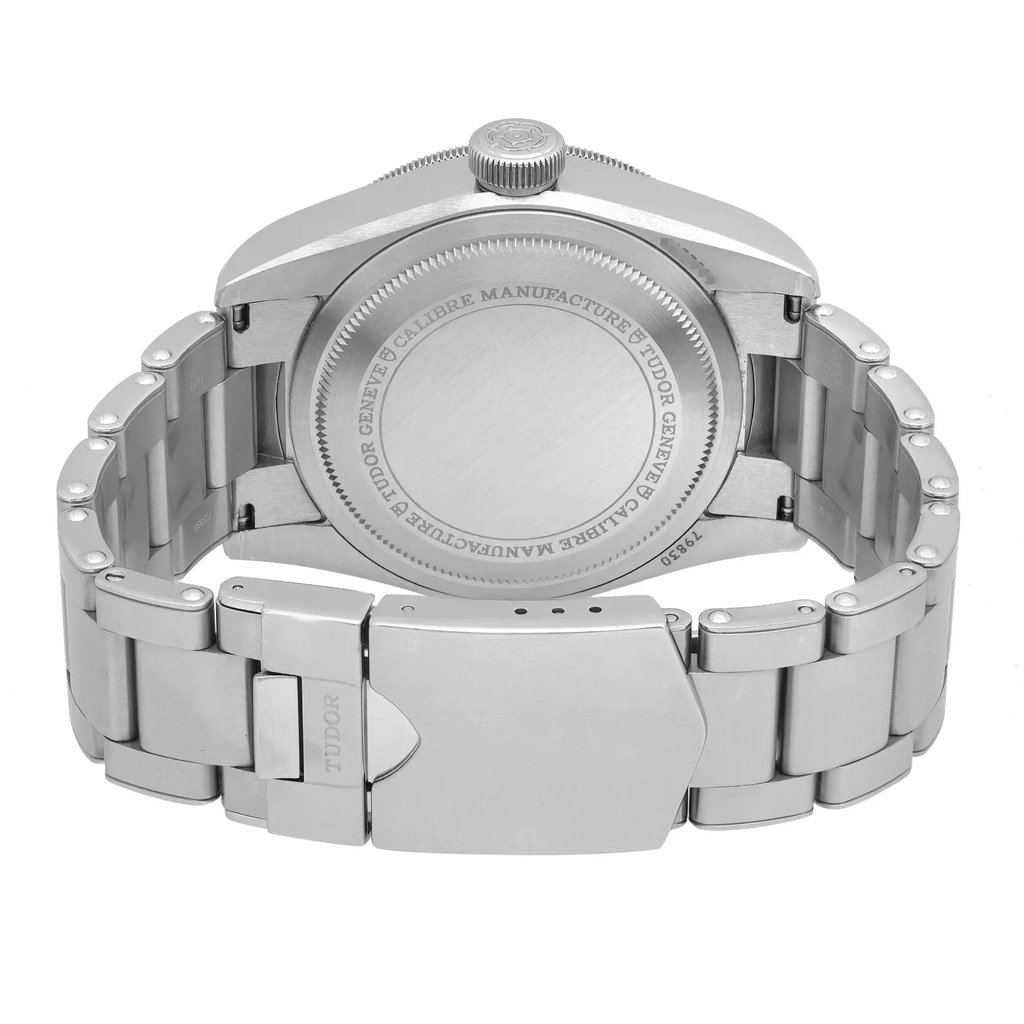 Back View Of Solid Back Case And Closed Stainless Steel Band Of TUDOR M79830RB-0001 Watch Pre Owned Condition