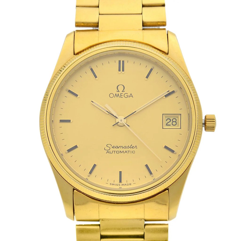 Up Close Front Facing Picture Of OMEGA 166.0277 Stainless Steel Watch Pre Owned Condition