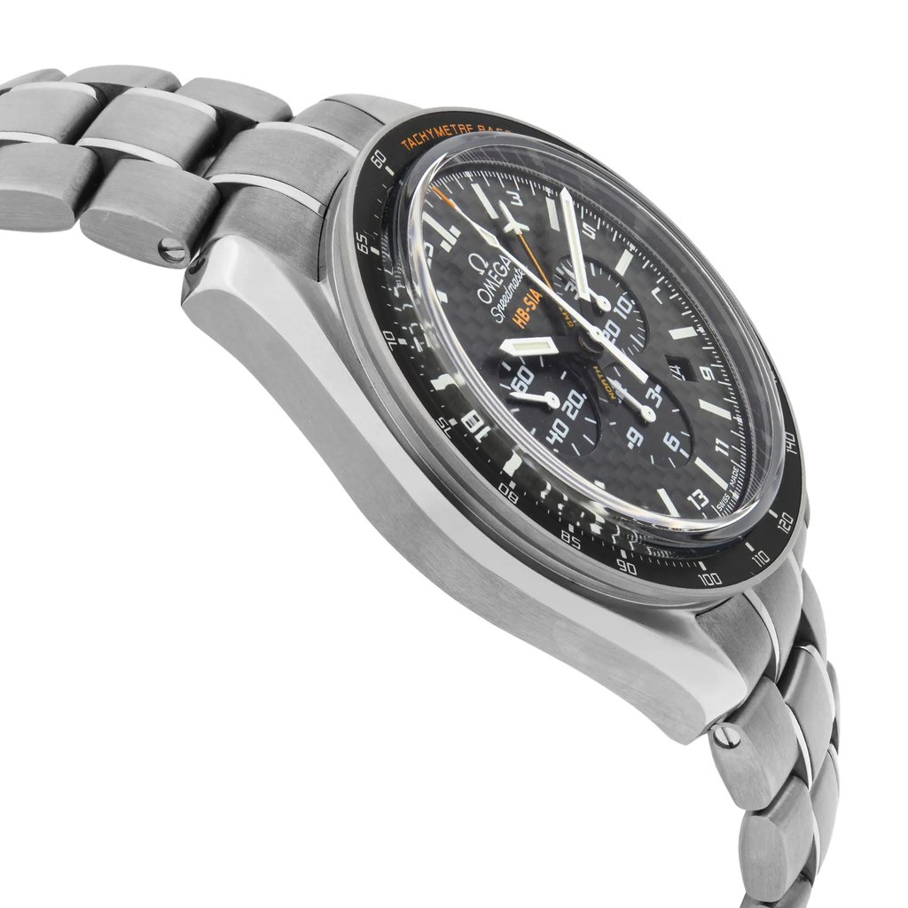 View Of Opposite Crown Facing Side Of OMEGA 321.90.44.52.01.001 Titanium Watch New With Defects Condition