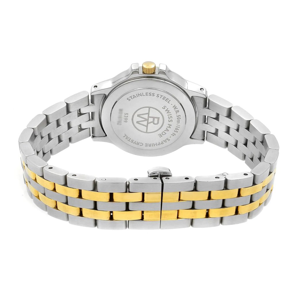 Back View Of Solid Back Case And Closed Stainless Steel Band Of RAYMOND WEIL 5399-SPS-00995 Watch Pre Owned Condition