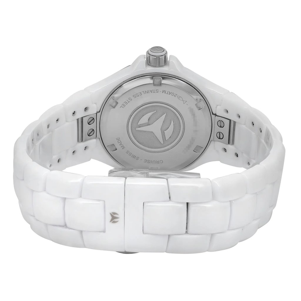 Back View Of Solid Back Case And Closed Ceramic Band Of TechnoMarine 110022C Watch Pre Owned Condition