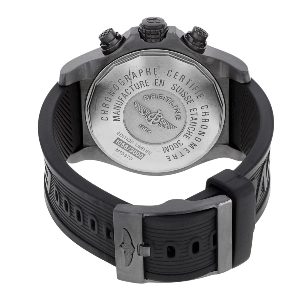 Back View Of {Caseback} Back Case And Closed Silicon/Rubber Band Of Breitling M13370/B930 Watch Pre Owned Condition