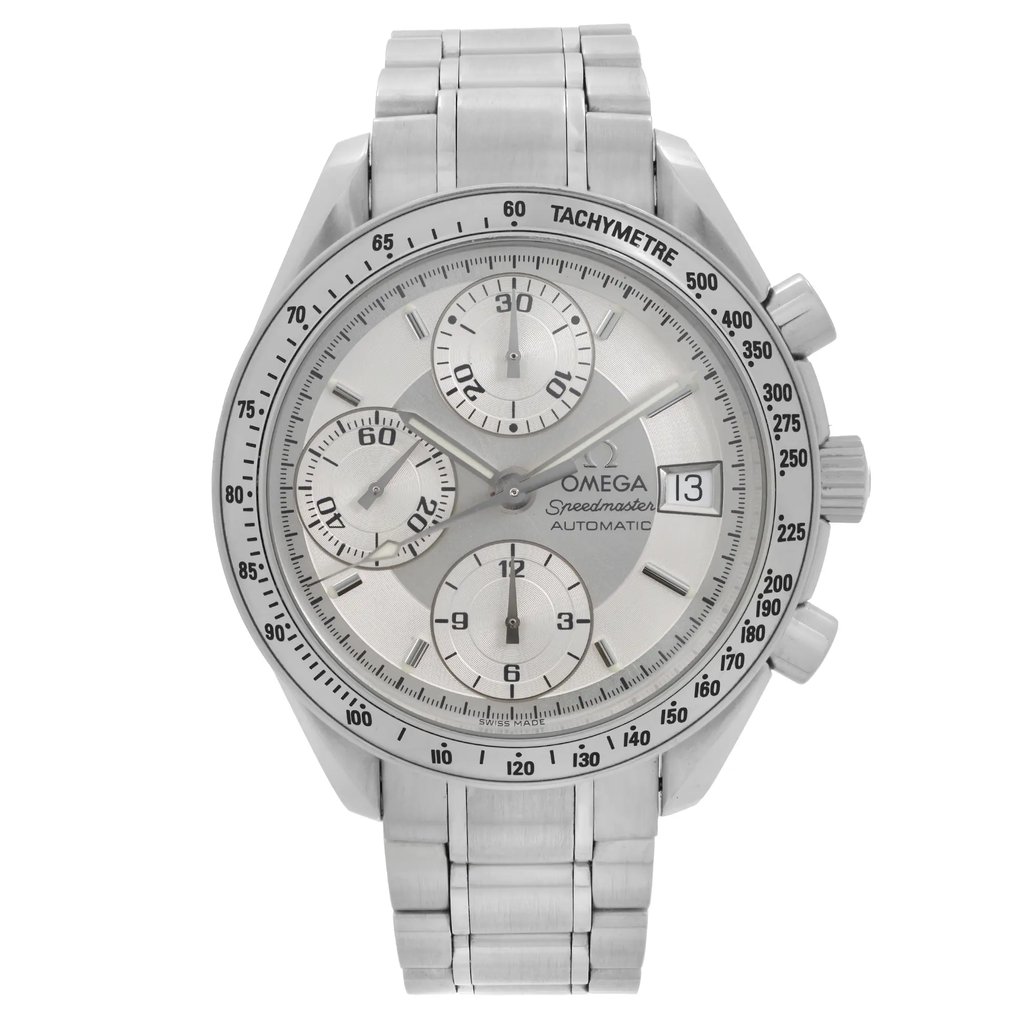 Front Full View Of OMEGA 3513.30.00 Stainless Steel Watch Pre Owned Condition {Product Condition}