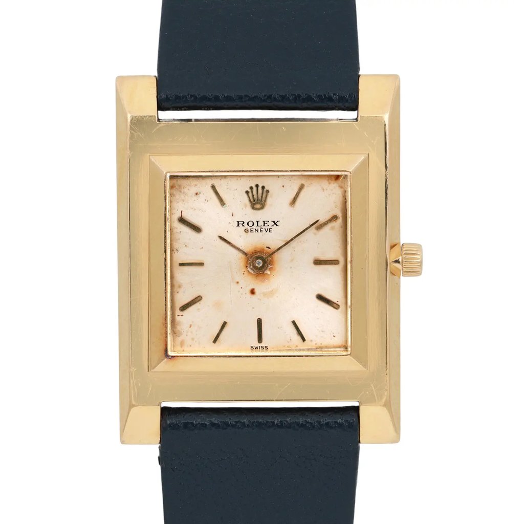 Up Close Front Facing Picture Of Rolex 9578 Yellow Gold Watch Pre Owned Condition