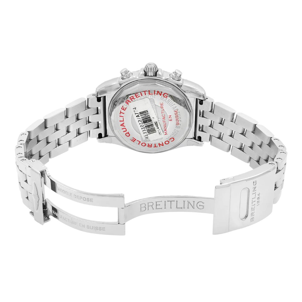 Back View Of {Caseback} Back Case And Open Stainless Steel Band Of Breitling W1331012/A774-385A Watch New With Defects Condition
