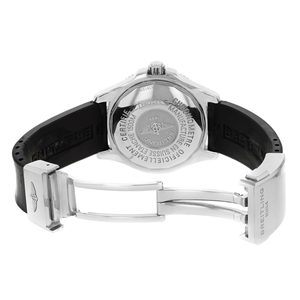 Back View Of {Caseback} Back Case And Open Silicon/Rubber Band Of Breitling A1736402/BA29-136S Watch Pre Owned Condition