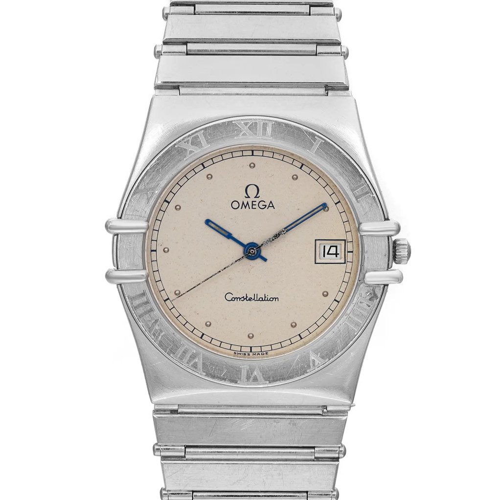 Up Close Front Facing Picture Of OMEGA 396.1076 Stainless Steel Watch Pre Owned Condition