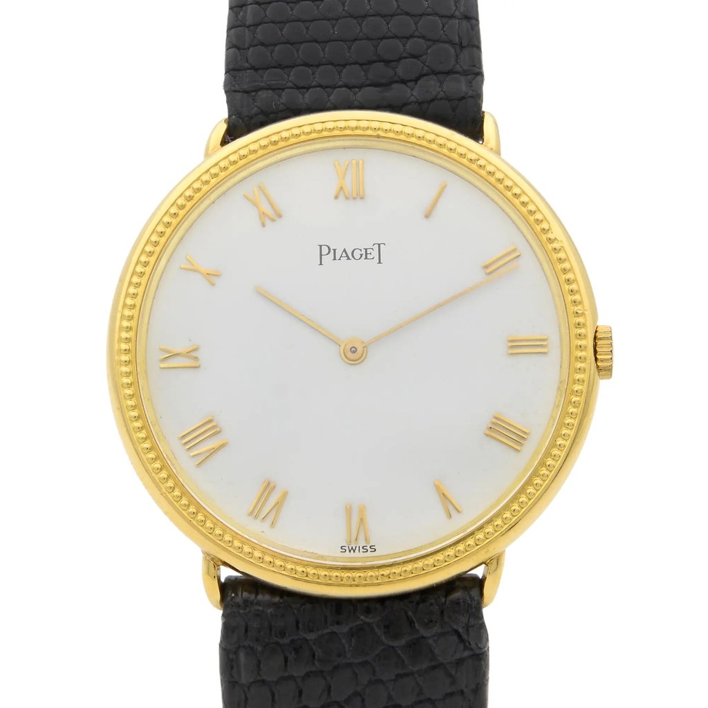 Up Close Front Facing Picture Of Piaget 90231 Gold 18kt Watch Pre Owned Condition