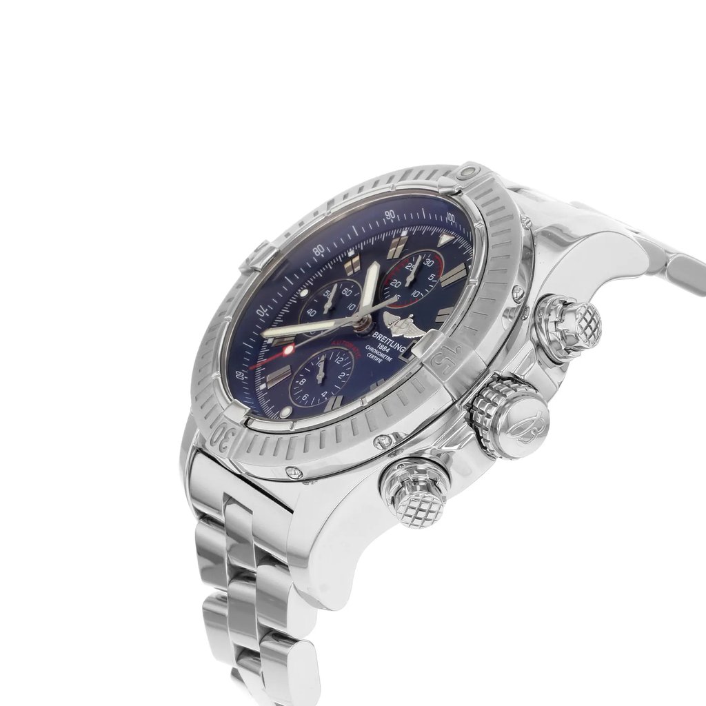 View Of Crown Facing Side Of Breitling A1337011/C757-SS Stainless Steel Watch Display Model Condition