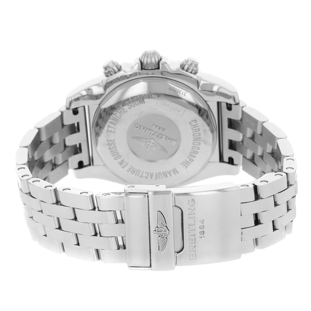 Back View Of {Caseback} Back Case And Closed Stainless Steel Band Of Breitling AB014012/C830-378A Watch Display Model Condition