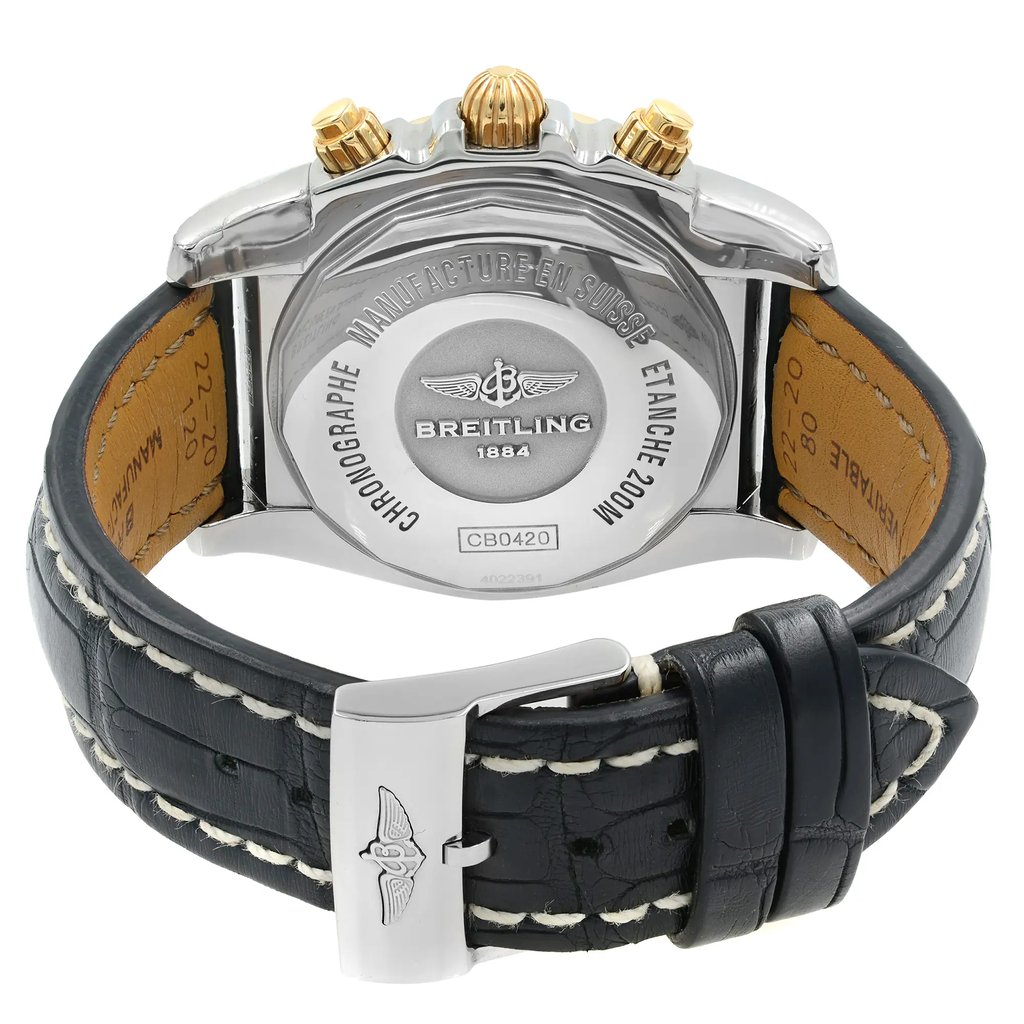 Back View Of {Caseback} Back Case And Closed Leather Band Of Breitling CB042012/BB86-743P Watch Display Model Condition