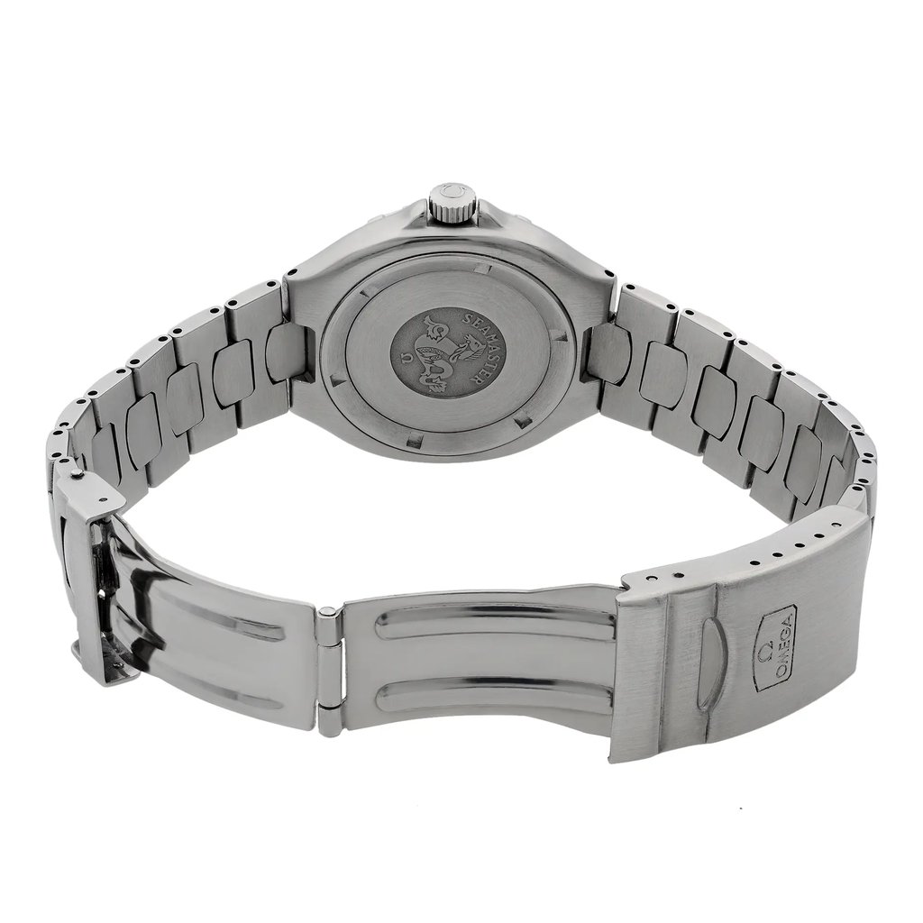 Back View Of {Caseback} Back Case And Open Stainless Steel Band Of OMEGA 396.1052 Watch Pre Owned Condition