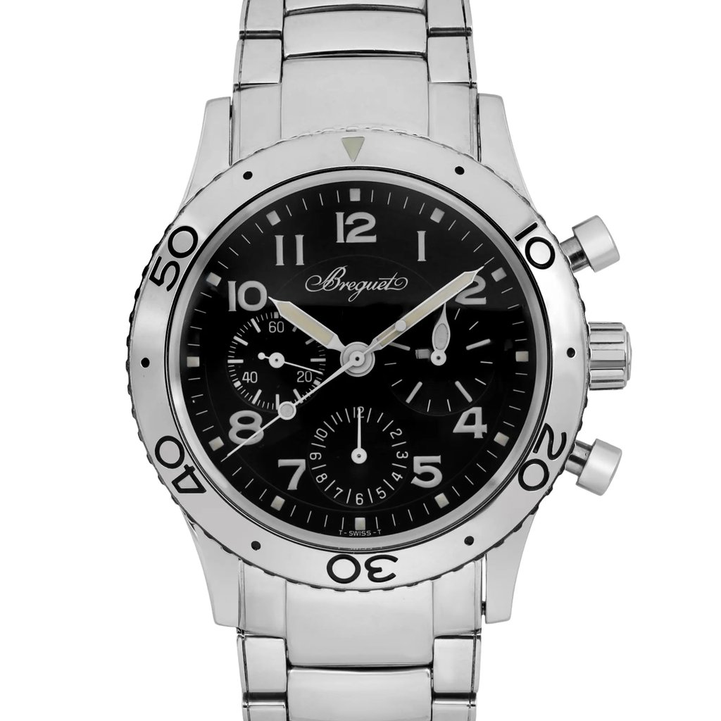 Up Close Front Facing Picture Of Breguet 3800ST/92/SW9 Stainless Steel Watch Pre Owned Condition