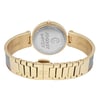 An image of a pre-owned Charriol women's wristwatch, viewed from the back at a slight angle. The gold-toned bracelet is partially open, revealing the engraved case back with the words "FOREVER WATCH." The watch features a polished clasp and links. The photograph is taken from a close distance, highlighting the details of the bracelet and case back.