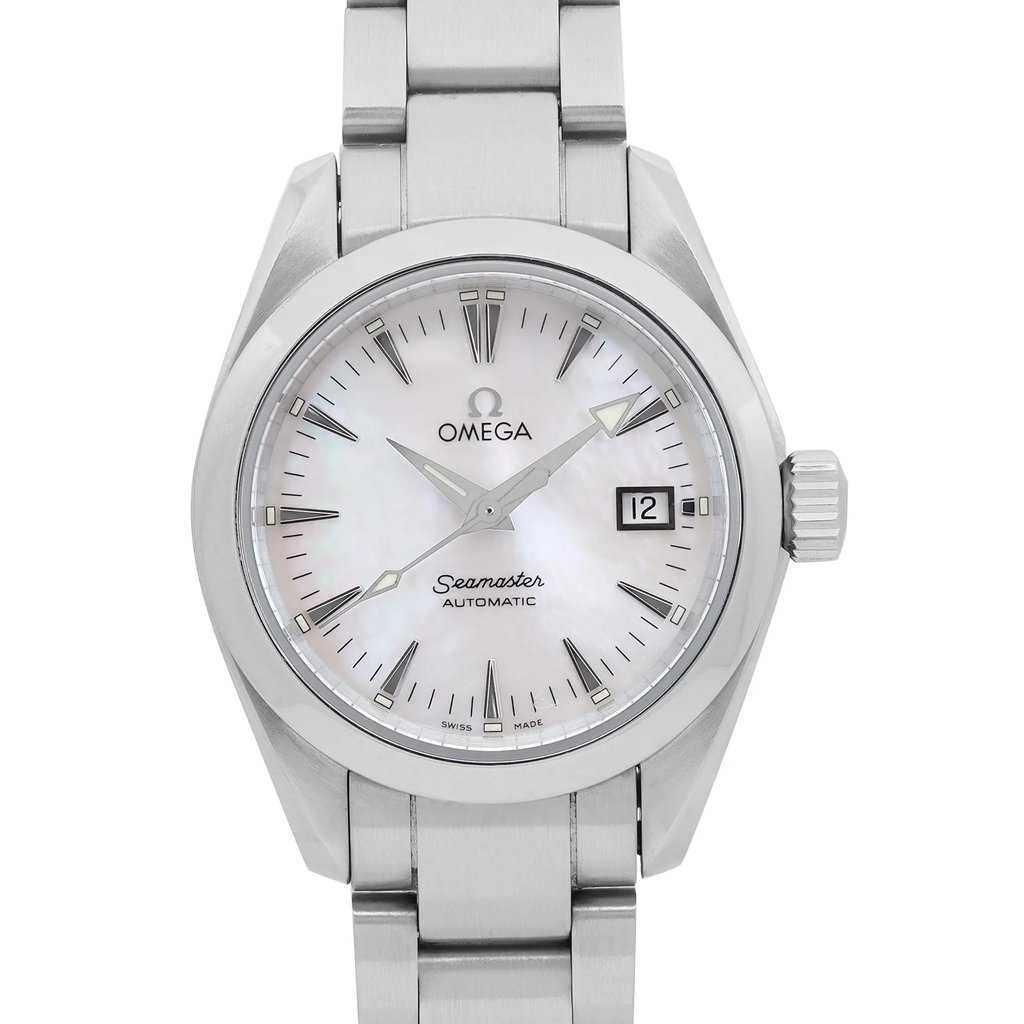 Up Close Front Facing Picture Of OMEGA 2573.70.00 Stainless Steel Watch Pre Owned Condition