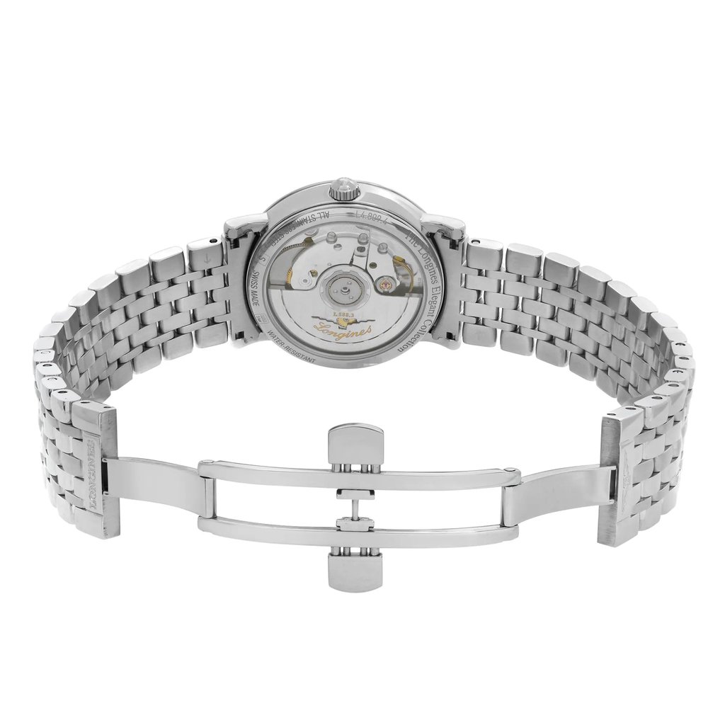 Back View Of Exhibition Back Case And Open Stainless Steel Band Of Longines L4.809.4.77.6 Watch Display Model Condition