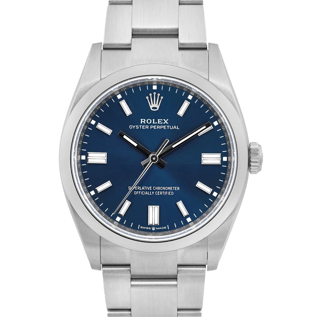 Up Close Front Facing Picture Of Rolex 126000 Stainless Steel Watch New Condition