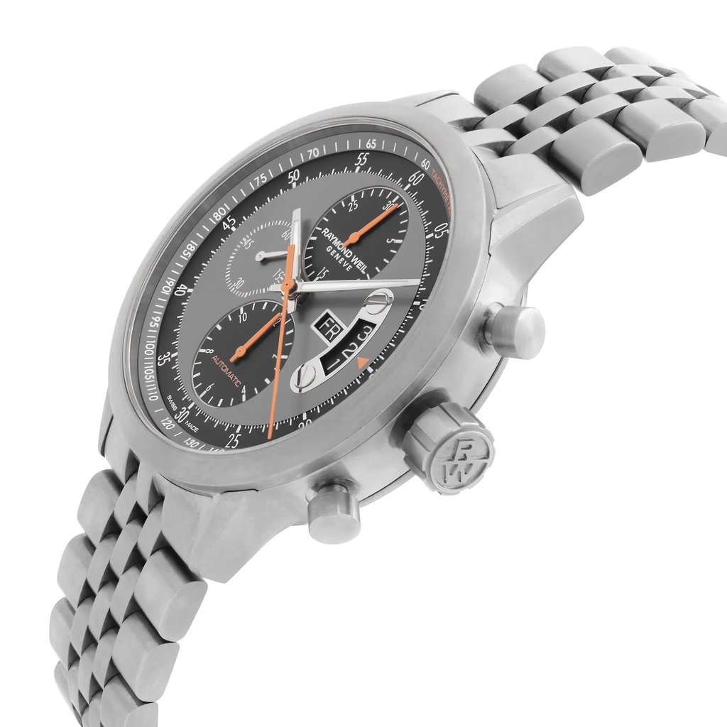 View Of Crown Facing Side Of RAYMOND WEIL 7745-TI-05609 Titanium,Stainless Steel Watch Pre Owned Condition