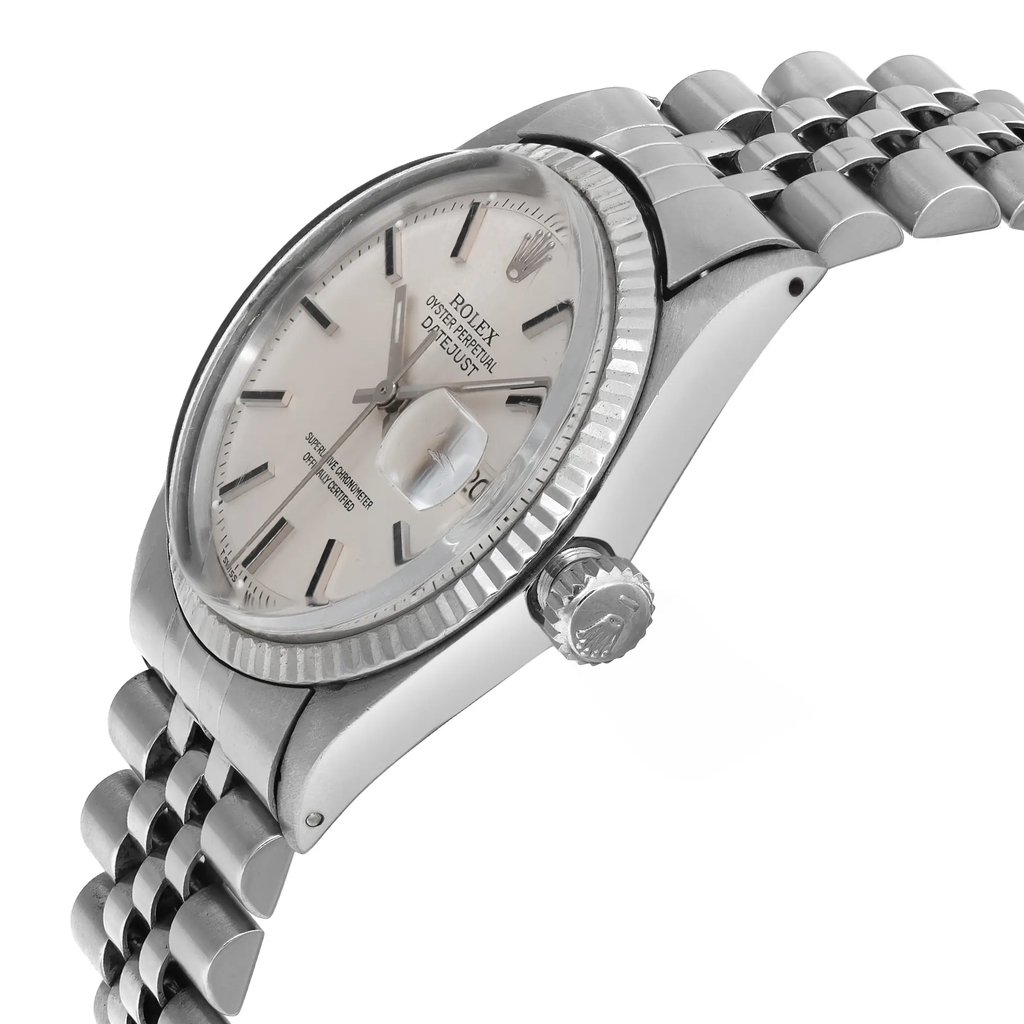 View Of Crown Facing Side Of Rolex 1601 Stainless Steel Watch Pre Owned Condition
