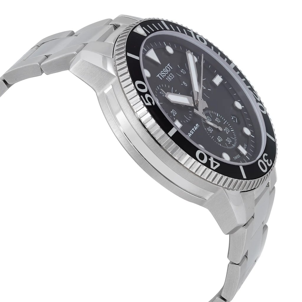 View Of Opposite Crown Facing Side Of Tissot T1204171105100 Stainless Steel Watch New With Defects Condition