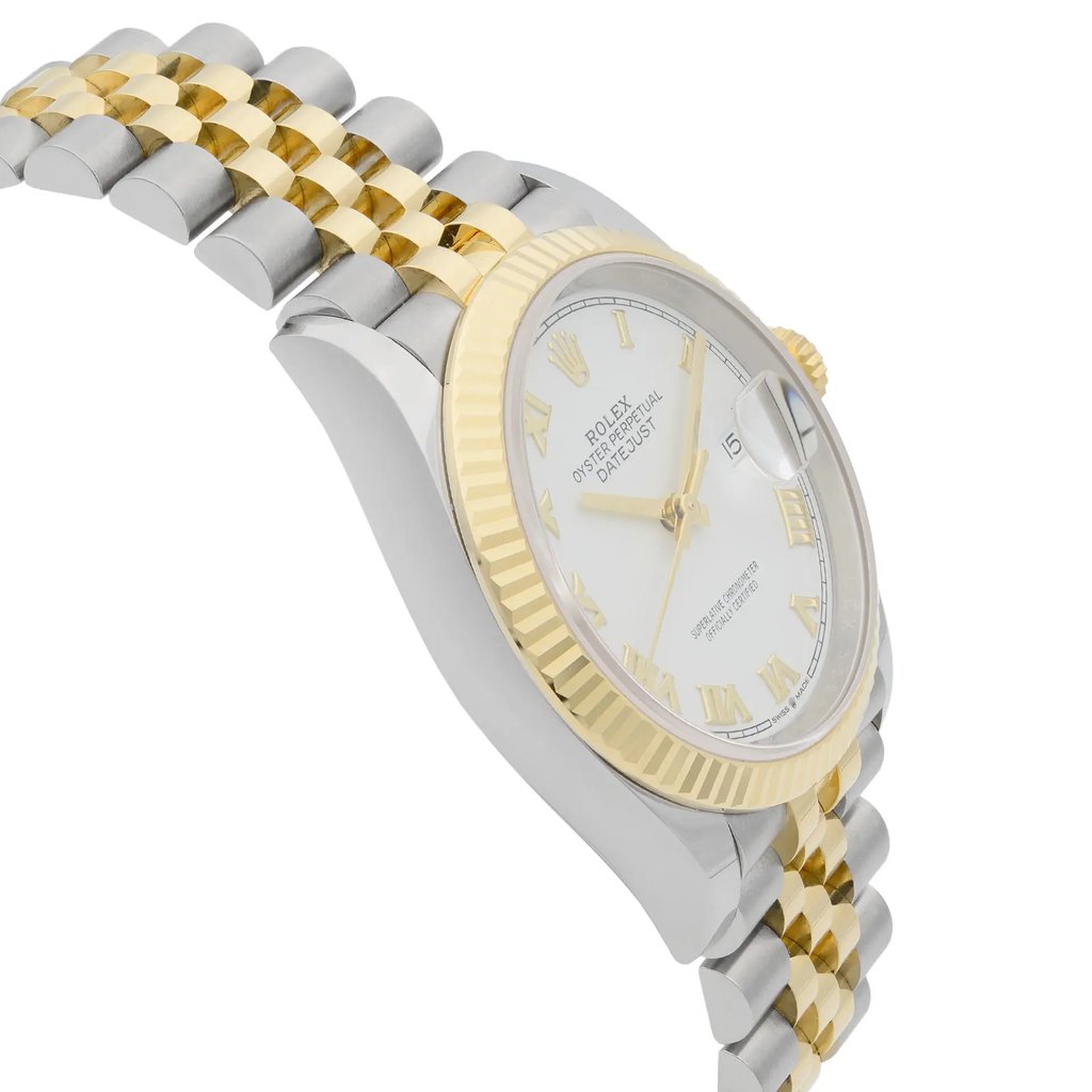 View Of Opposite Crown Facing Side Of Rolex 126233 Stainless Steel Watch Display Model Condition