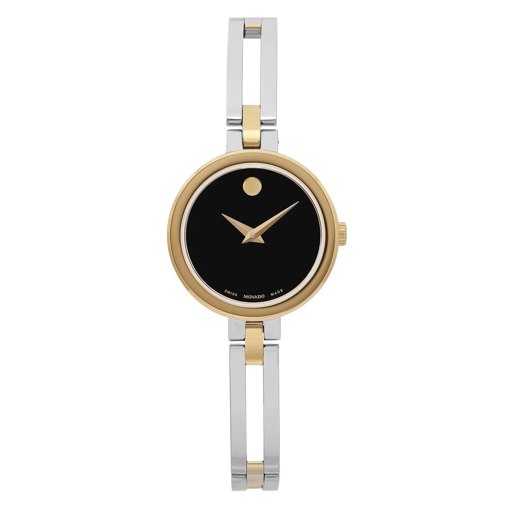 Front Full View Of Movado 0607472 Stainless Steel Watch Pre Owned Condition Good