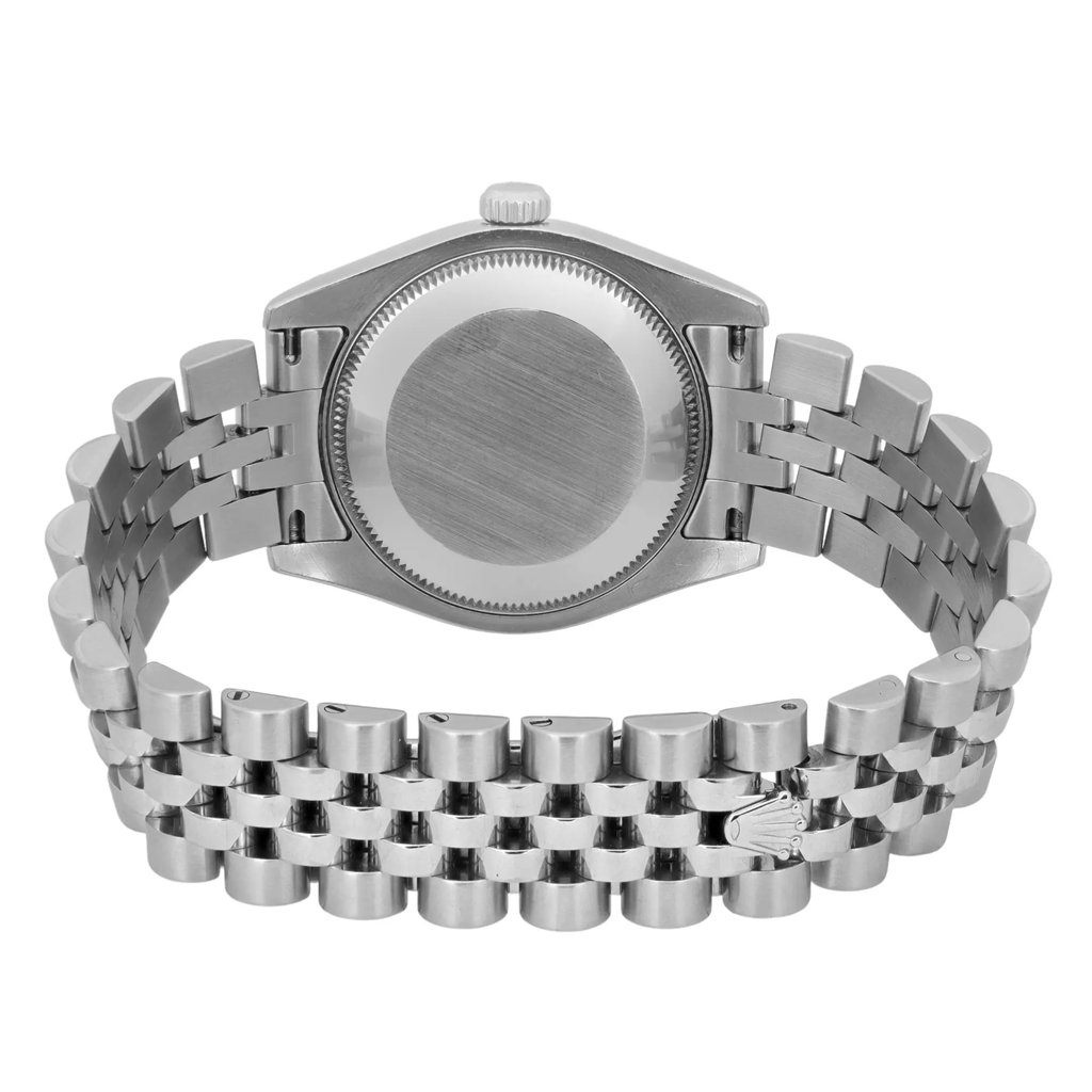 Back View Of Screwback Back Case And Closed Stainless Steel Band Of Rolex 178240 Watch Pre Owned Condition