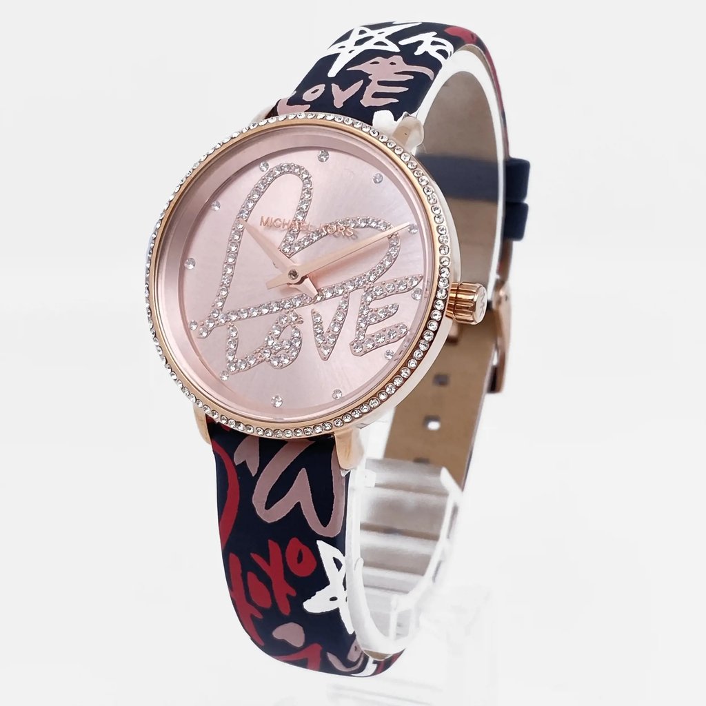 View Of Crown Facing Side Of Michael Kors MK2848 Stainless Steel Watch Seller Refurbished Condition