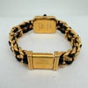 Back View Of Solid Back Case And Closed Gold Plated,Leather Band Of CHANEL H0001 Watch Pre Owned Condition