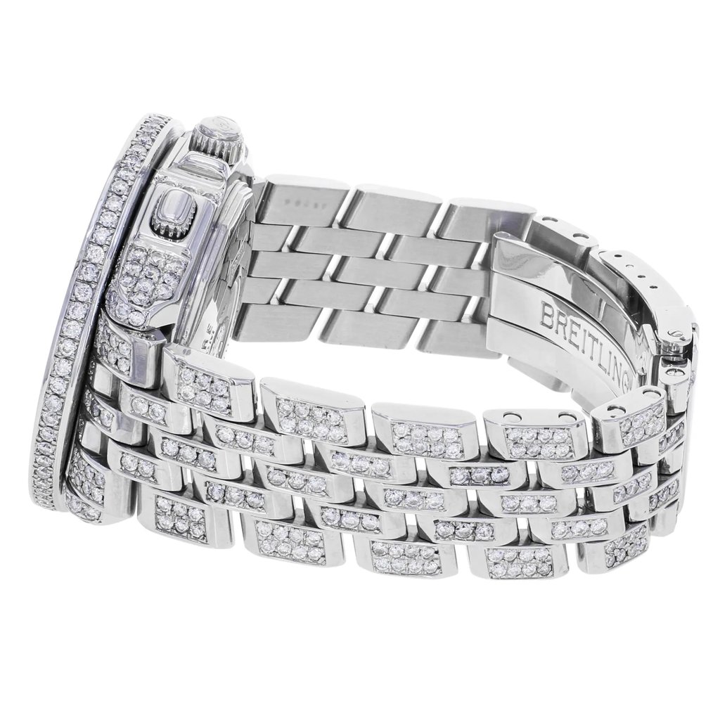 View Of Crown Facing Side Of Breitling A44355 Stainless Steel Watch Pre Owned Condition