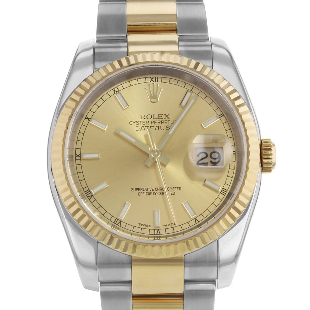 Up Close Front Facing Picture Of Rolex 116233 CHIO Stainless Steel Watch Pre Owned Condition