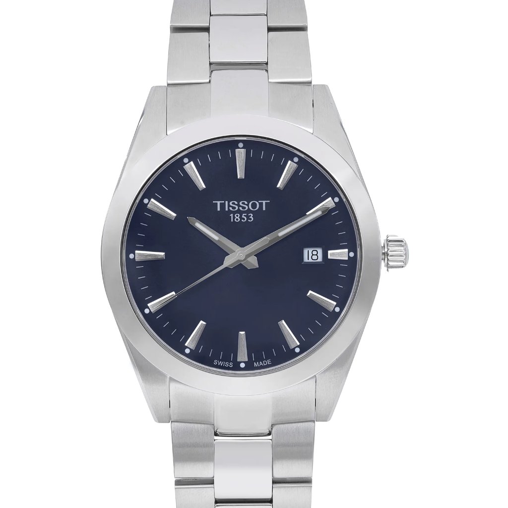 Up Close Front Facing Picture Of Tissot T127.410.44.041.00 Titanium Watch Pre Owned Condition